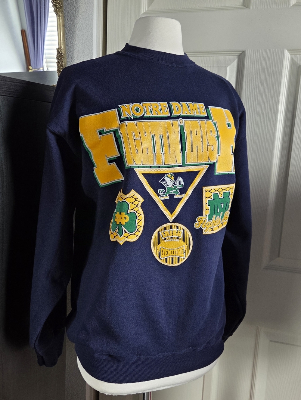 Notre Dame Navy Blue Pullover Sweatshirt Vintage 90's 20/20 Sports Inc Men's XL